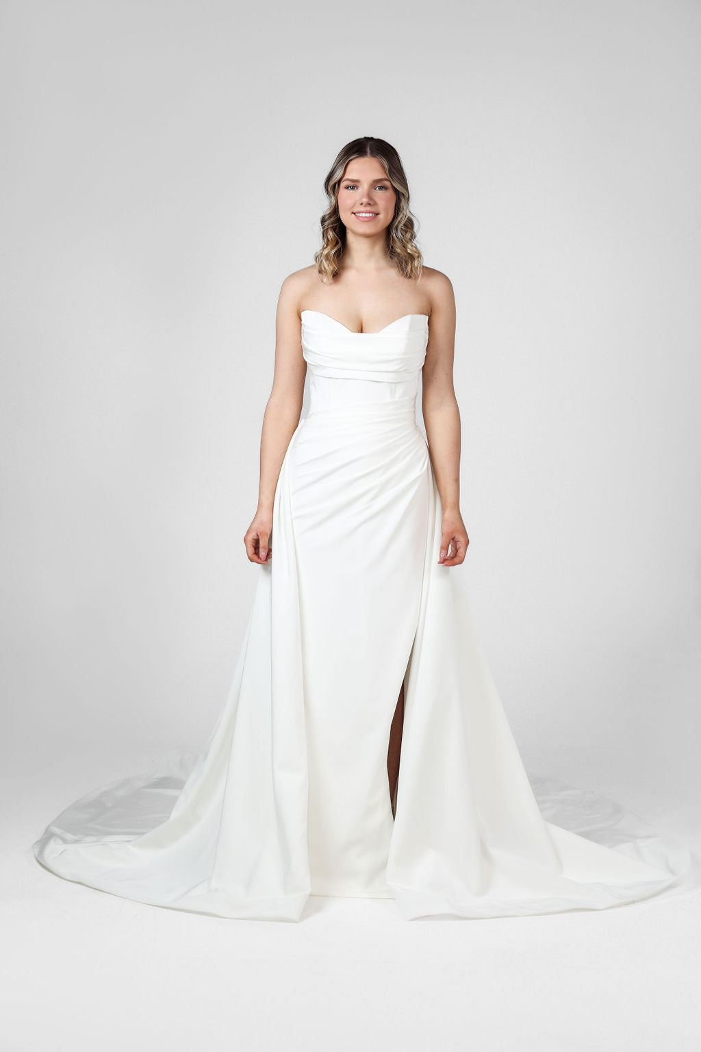 Nova Wedding Dress prictured with overskirt