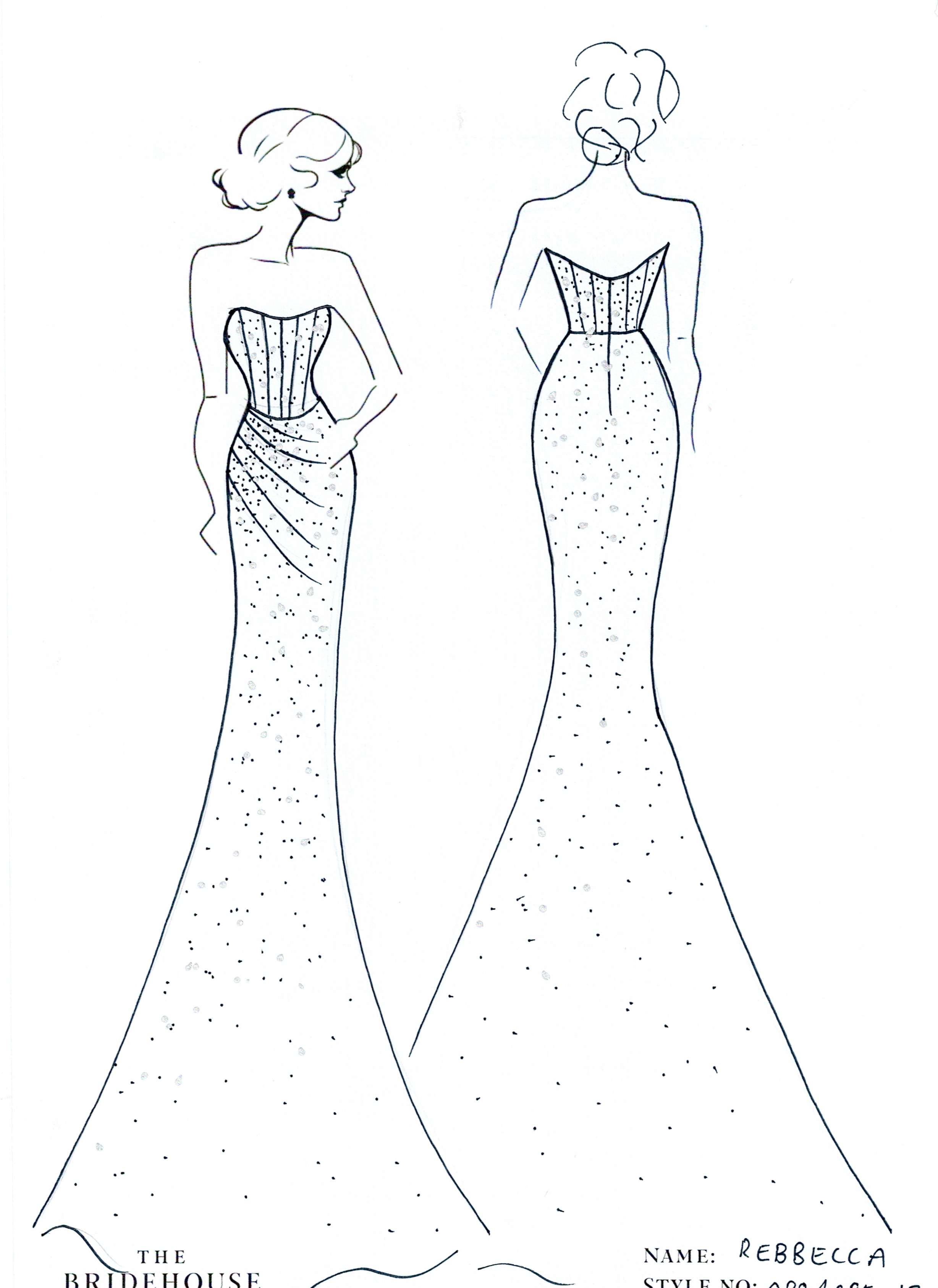 Rebecca Wedding Gown, beaded, mermaid with corset bodice