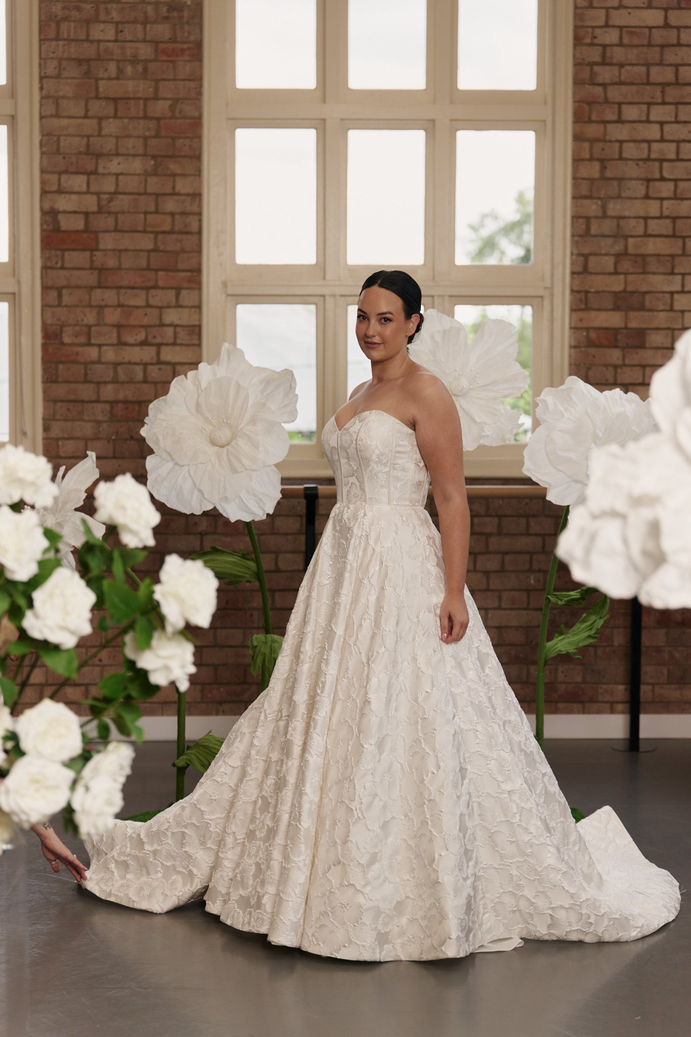 Elegant Savannah sweetheart neckline wedding dress with structured bodice and full princess skirt.