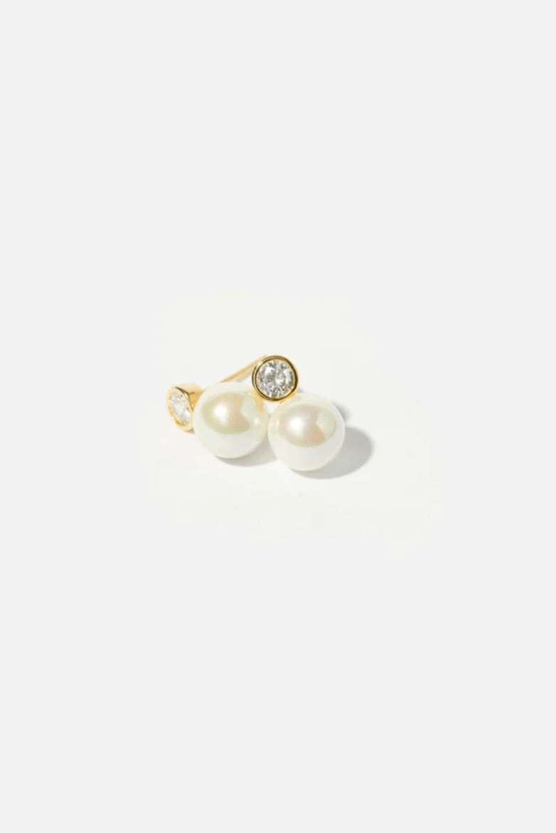 Ella Minimalist Pearl Earrings with Crystal Accent