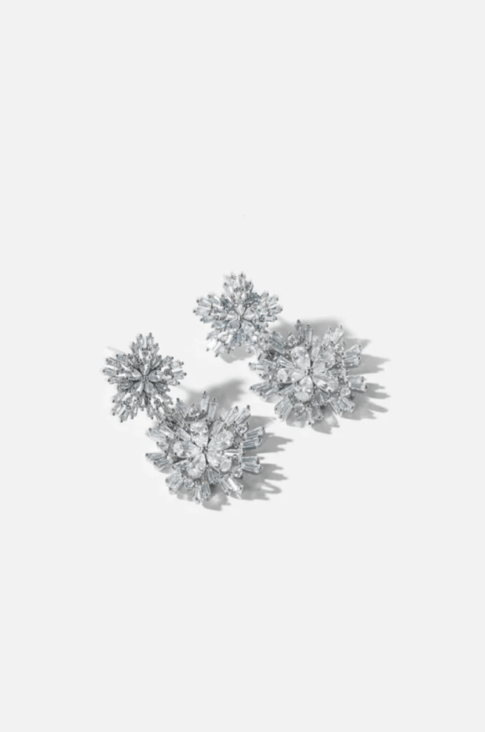 Kim Crystal Bridal Earrings Silver
