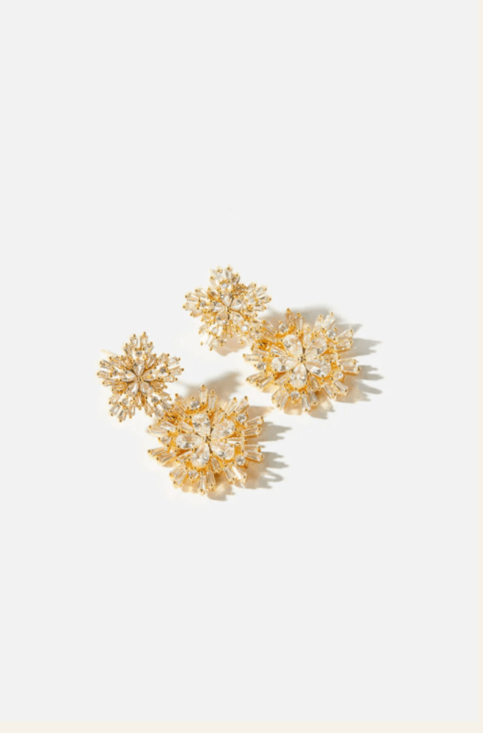 Kim Crystal Bridal Earrings Gold