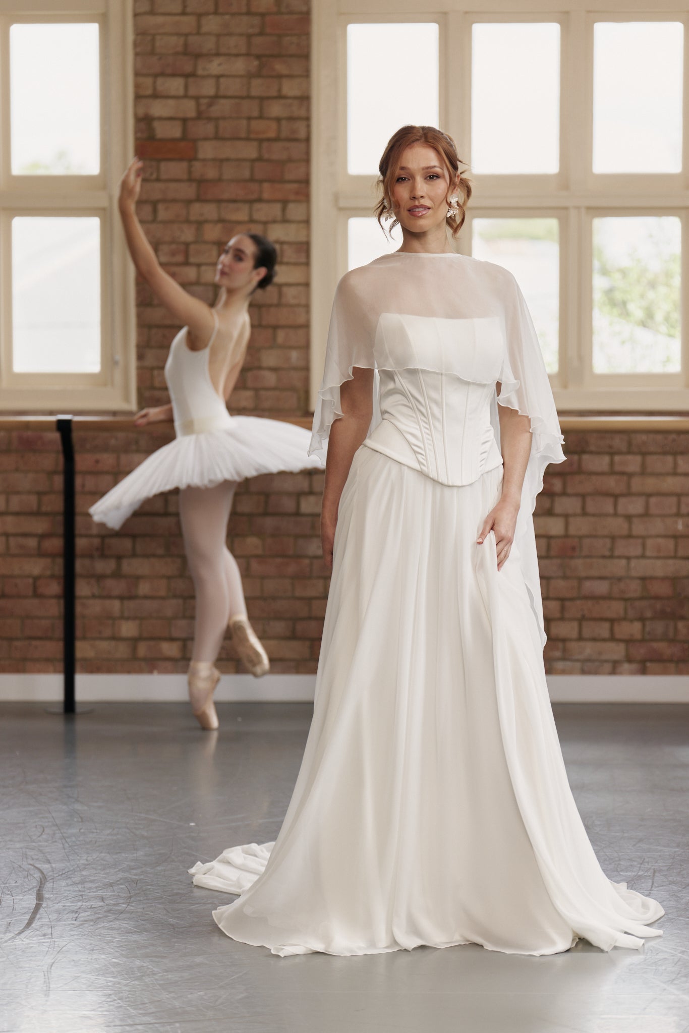 Minimalist shiny satin wedding corset bodice with structured support and clean lines