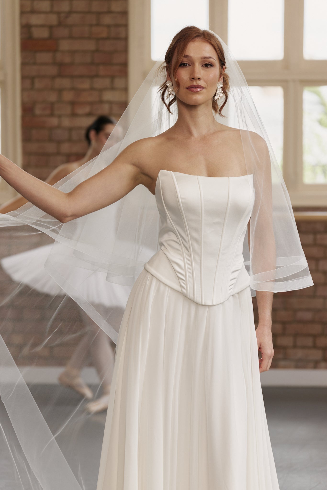 Lily bridal bodice with elegant boning, designed for contemporary and timeless bridal styling.