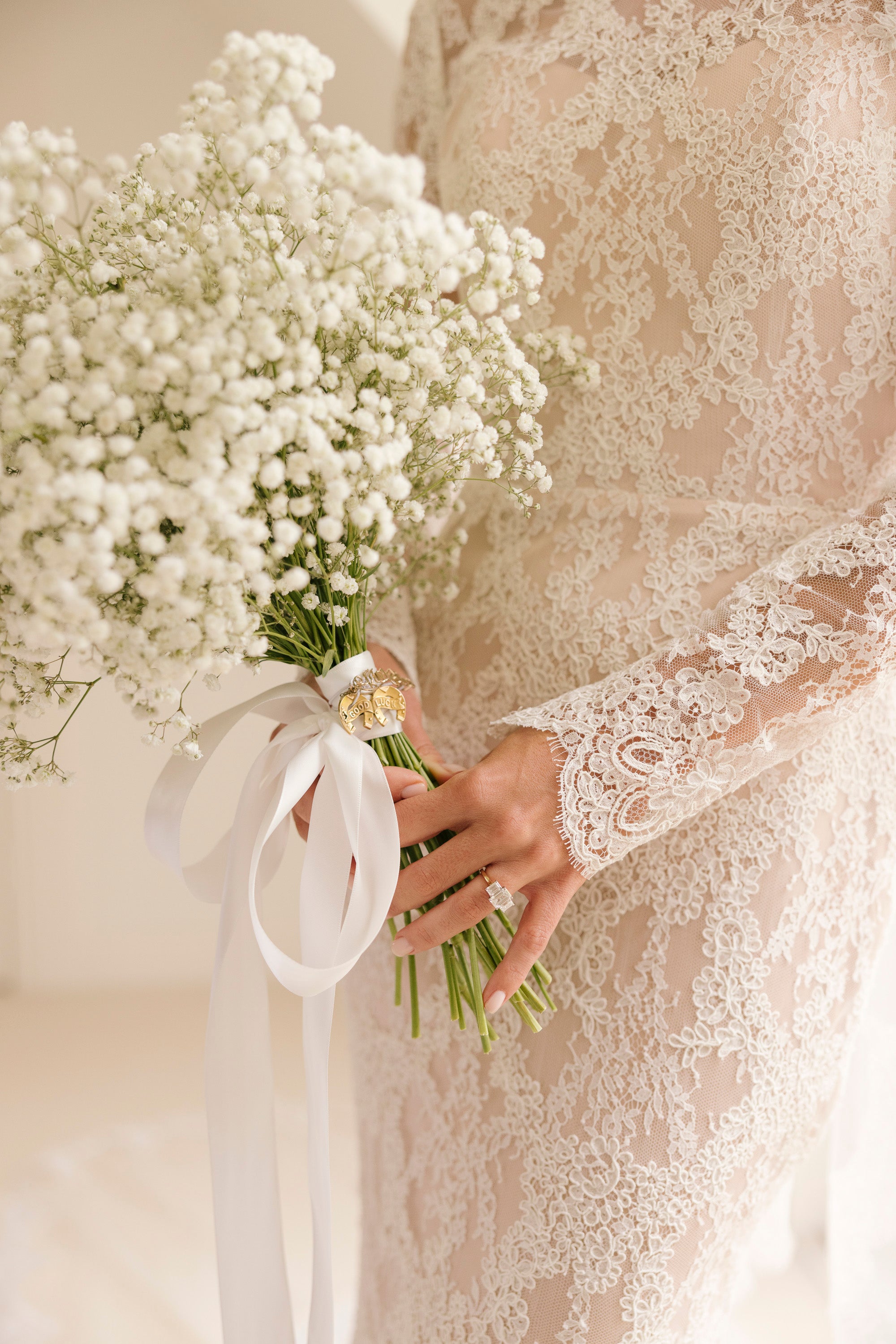 Jess in her Lace Long Sleeve Wedding Dress