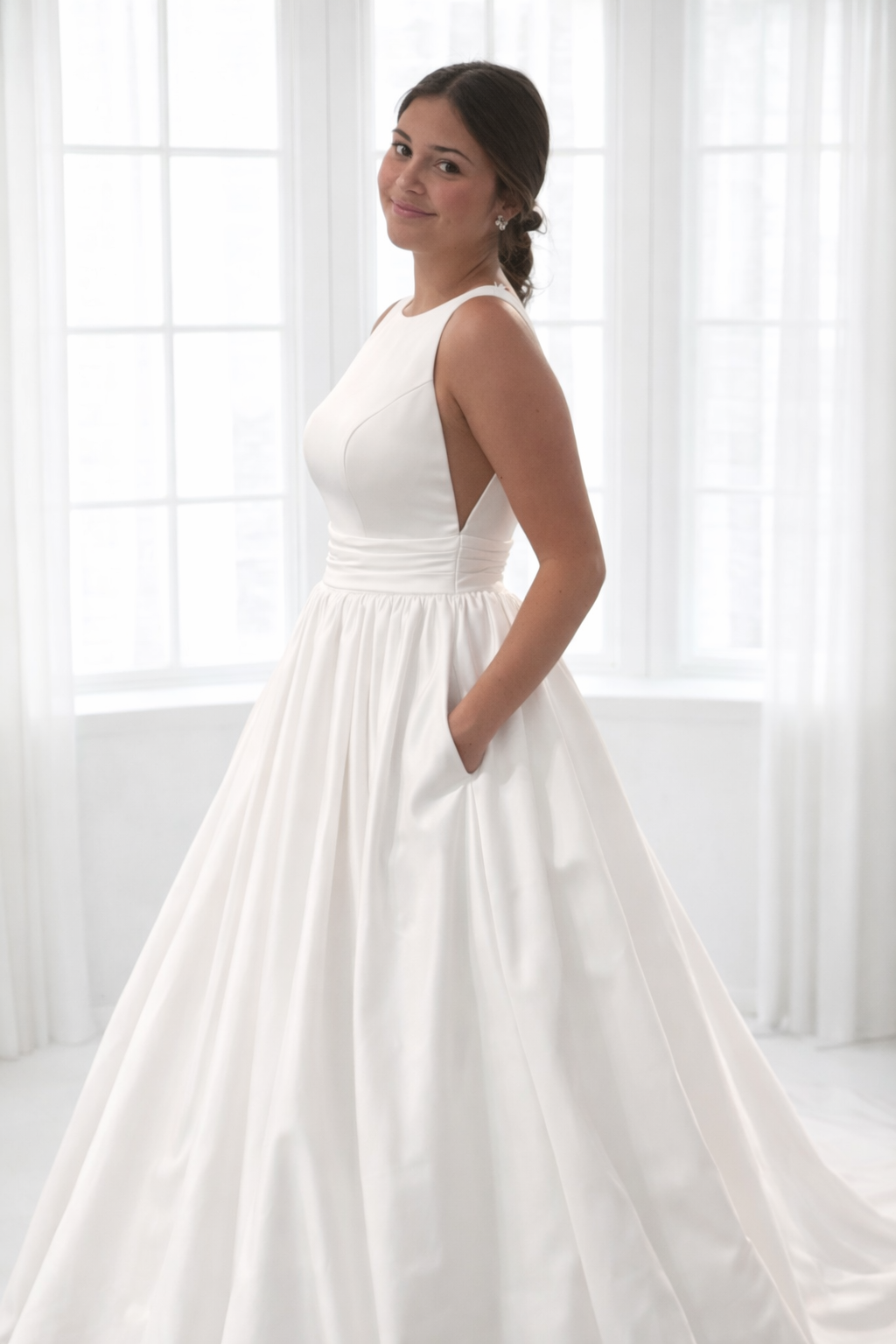 Laura wedding gown with boat neck exclusive to The Bridehouse Bulimba