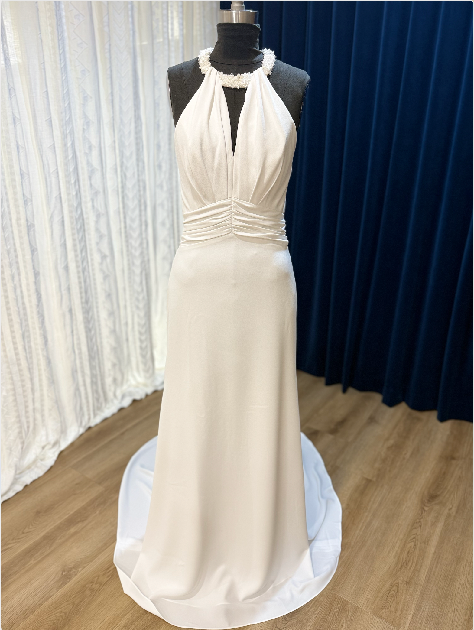 Estelle Wedding Dress, halterneck gown front view