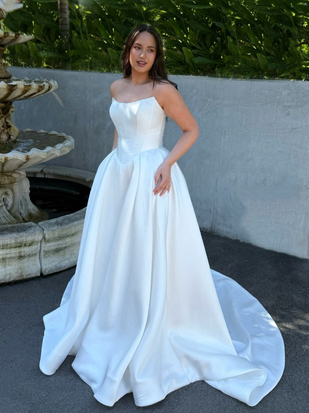 Mackenzie Wedding Gown, basque waist, scoop neckline, strapless, corset bodice, princess ball gown silhouette