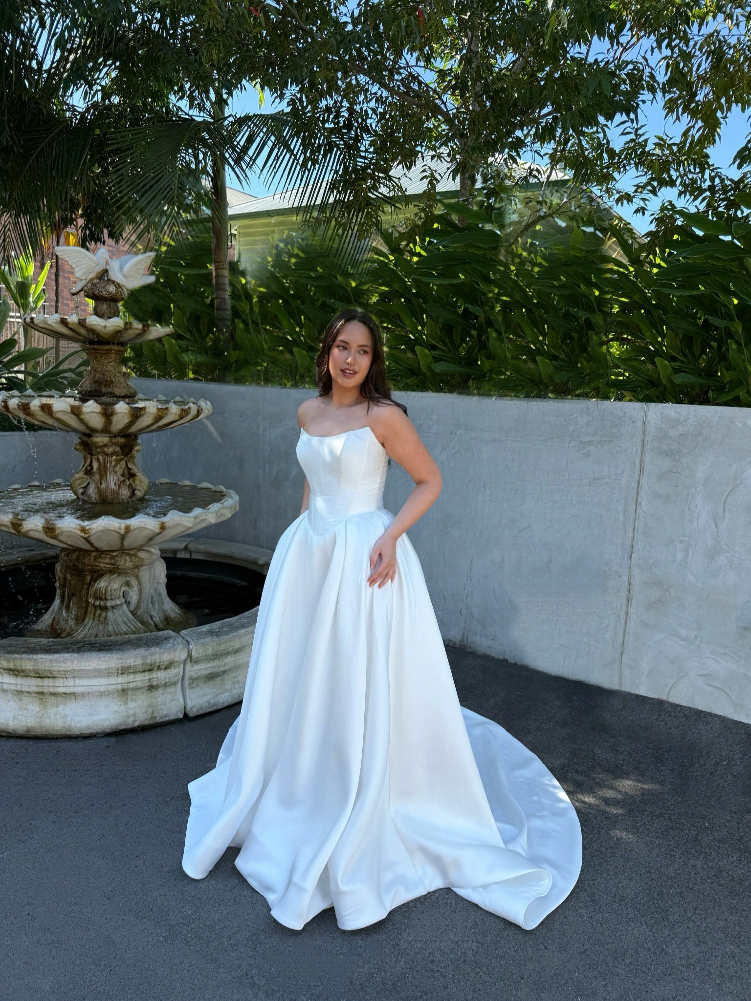 Mackenzie Wedding Gown, basque waist, scoop neckline, strapless, corset bodice, princess ball gown silhouette