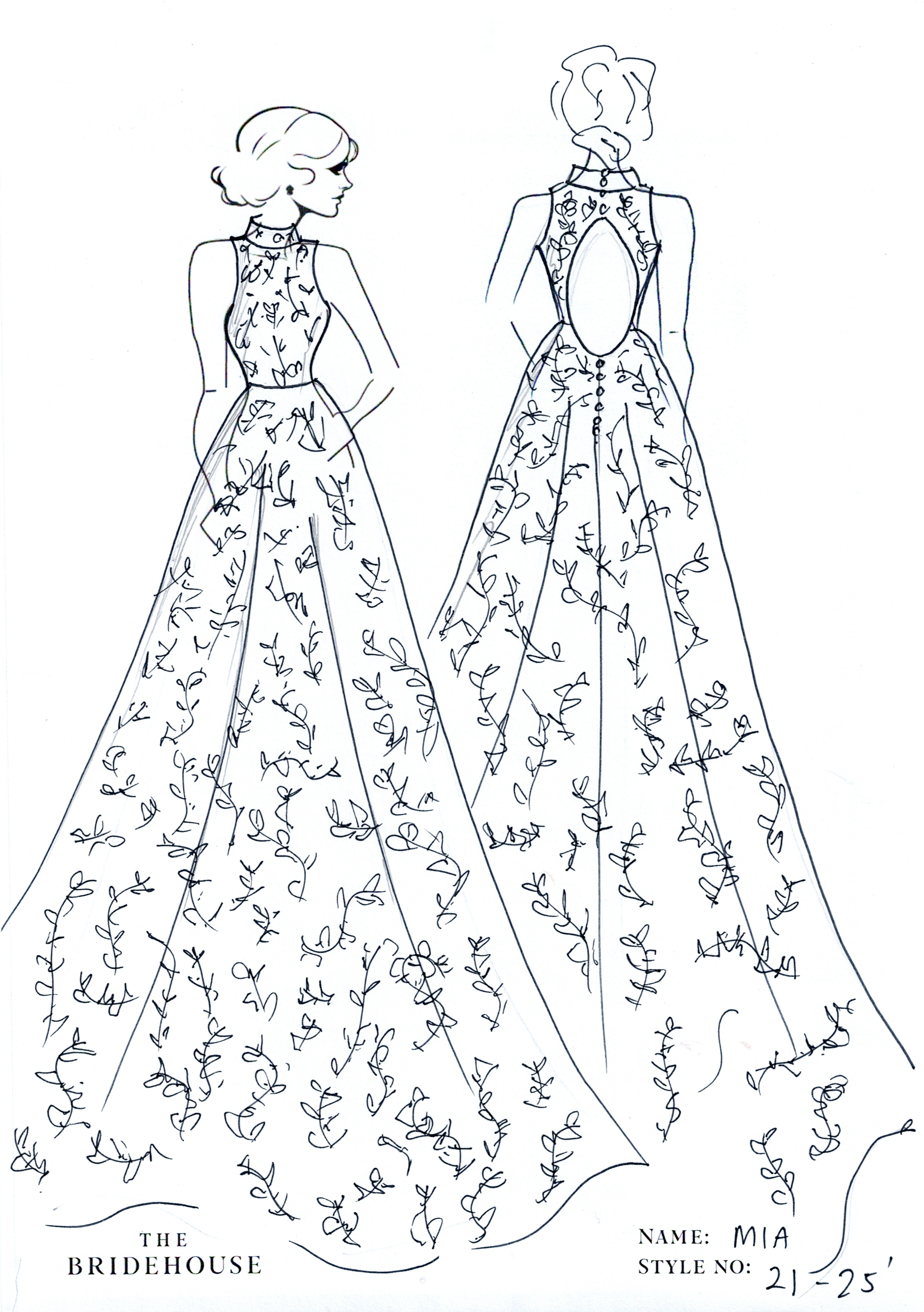 Mia Wedding Gown,  high halter neck, full skirt, backless gown