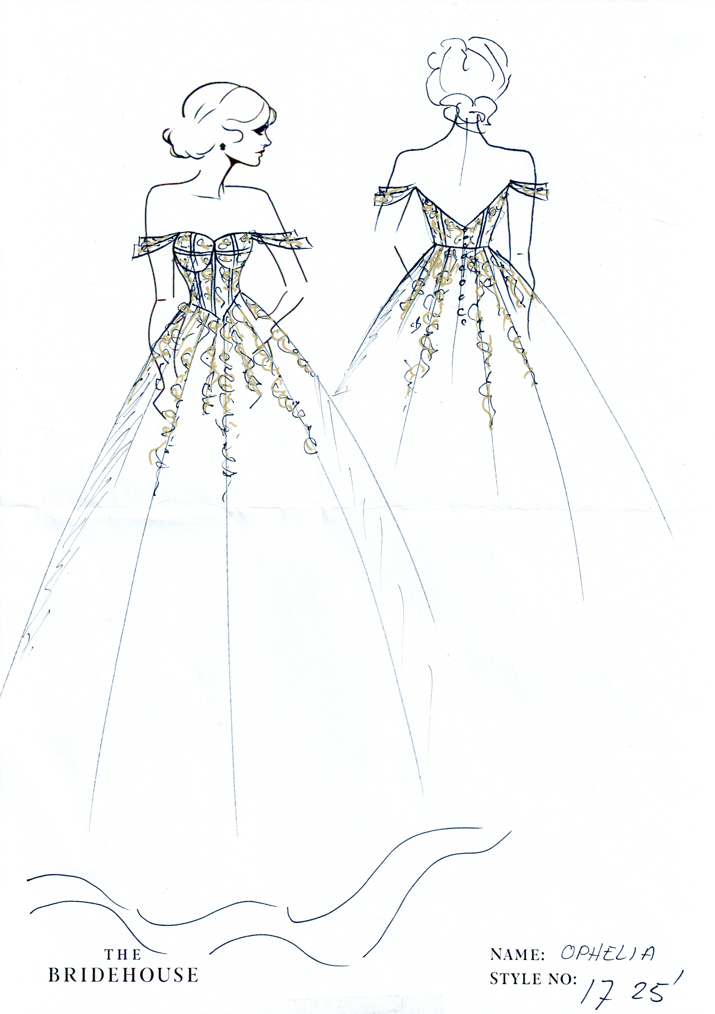 Ophelia Wedding Gown - Strapless, sweetheart neckline, Full skirt, Princess Ball gown, Beaded bodice, Basque drop waist, Embellished