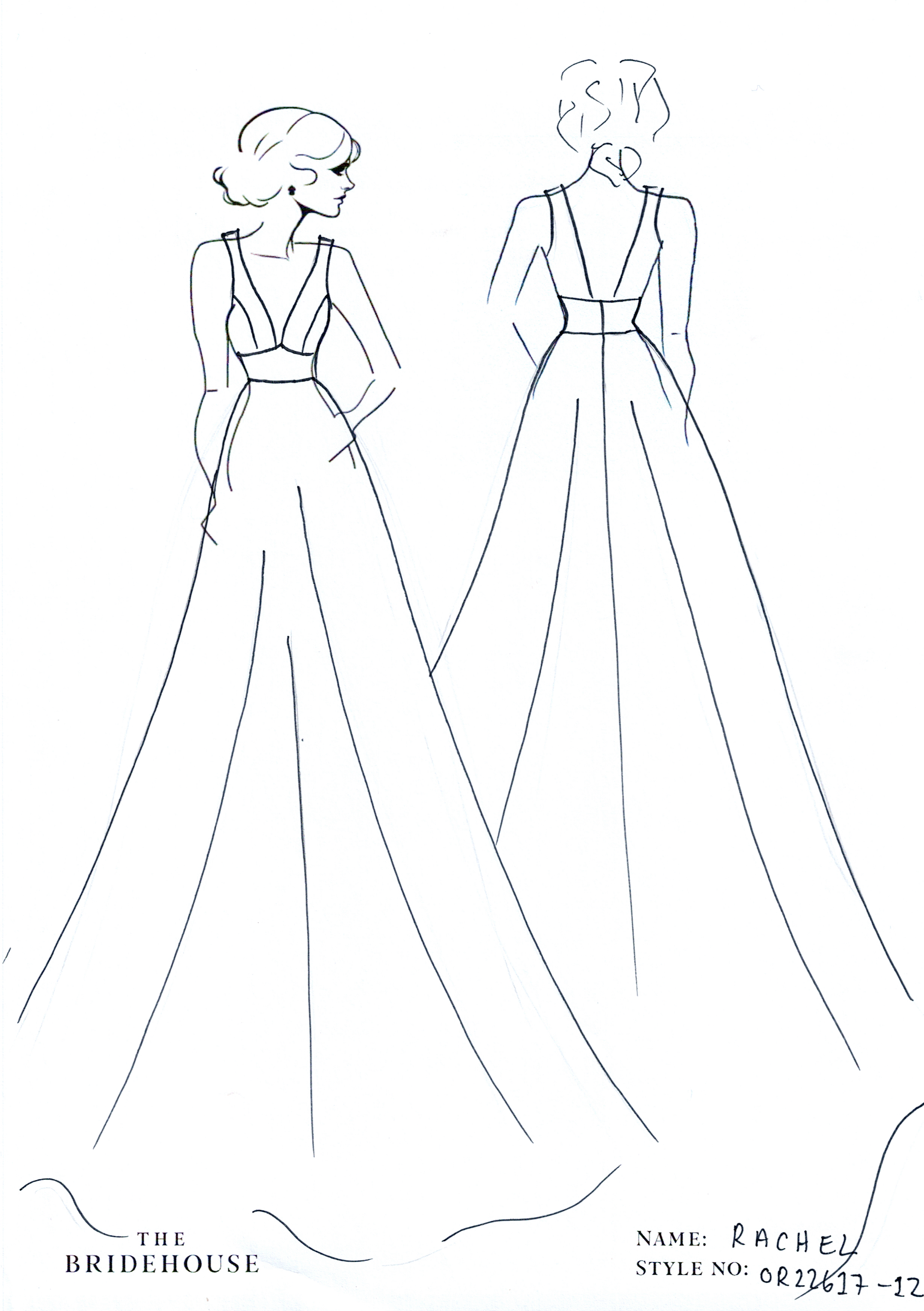 Rachel wedding gown, backless, v neck, princess style gown