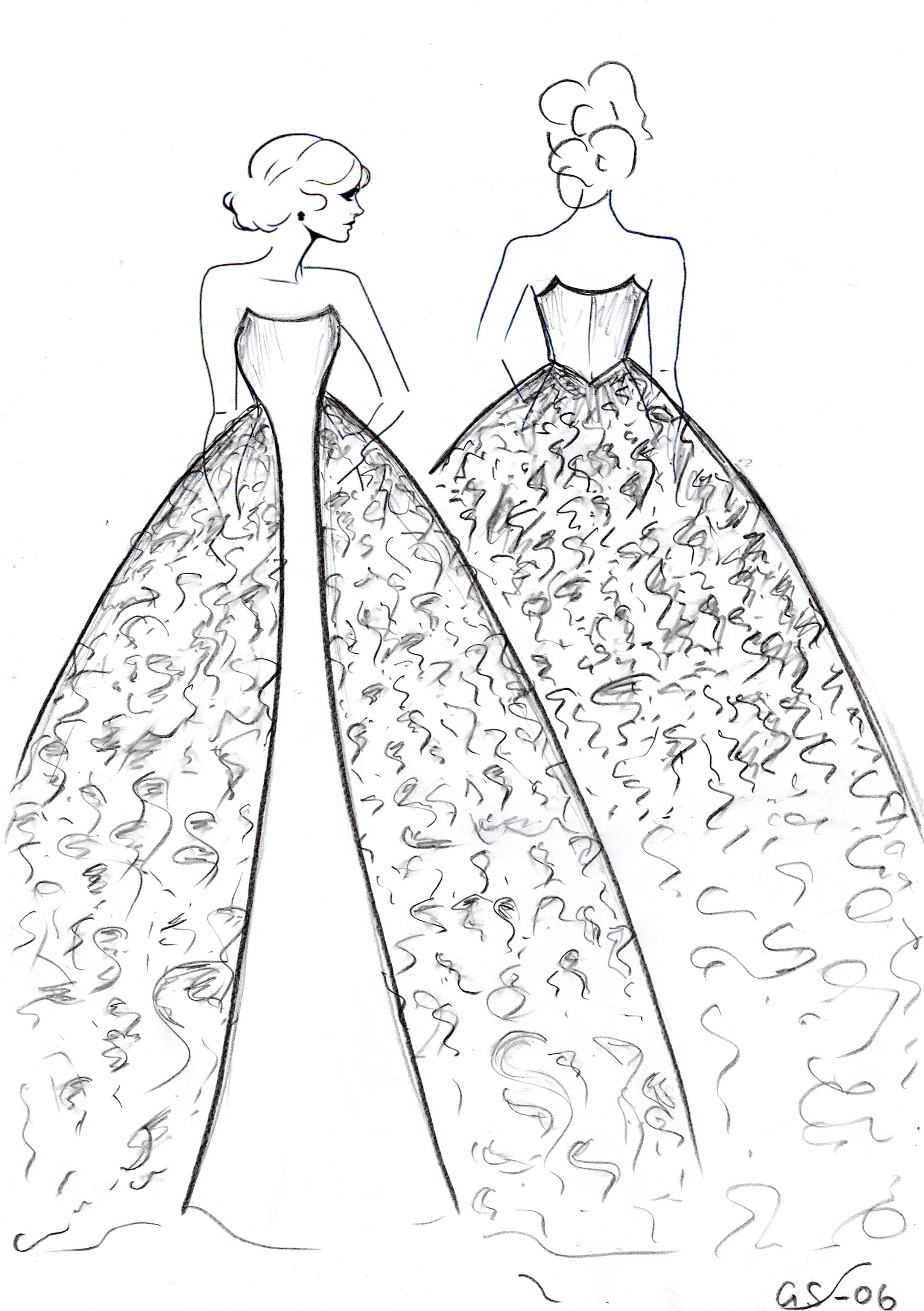 Modern strapless Antoinette bridal gown with scoop neckline, sculpted bodice and textured skirt