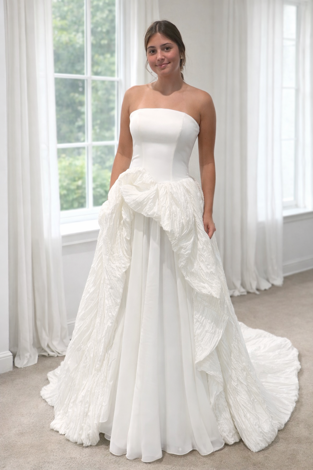 Camelia wedding dress strapless with couture inspirted overskirt 