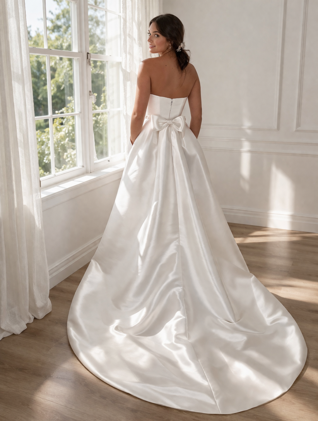 Edie Wedding Dress, classic, minimal styling.