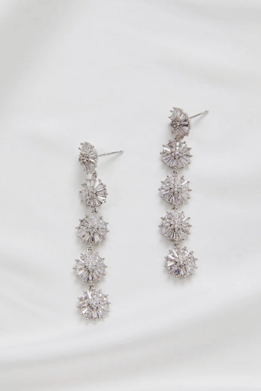 <hr id="null">Zoe Bridal Floral Earrings